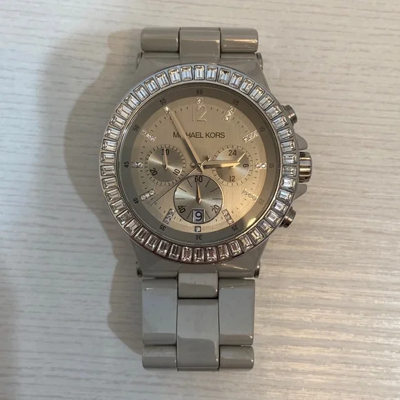 Michael Kors  Dylan Grey Ceramic Glitz Chronograph Watch Michael Kors MK8730 - Watch • Watchard.com main image 2